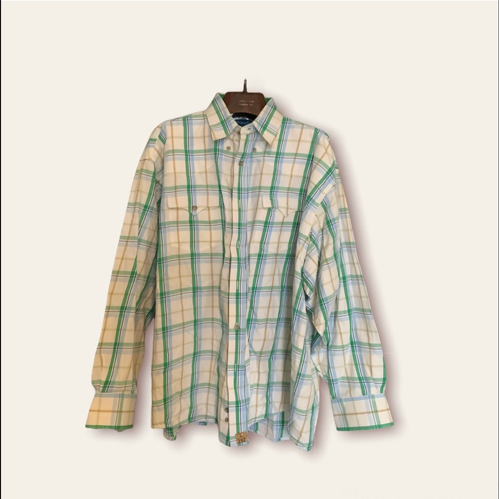 Wrangler Western Long Sleeve Button Up Shirt. White. Size 2XL
